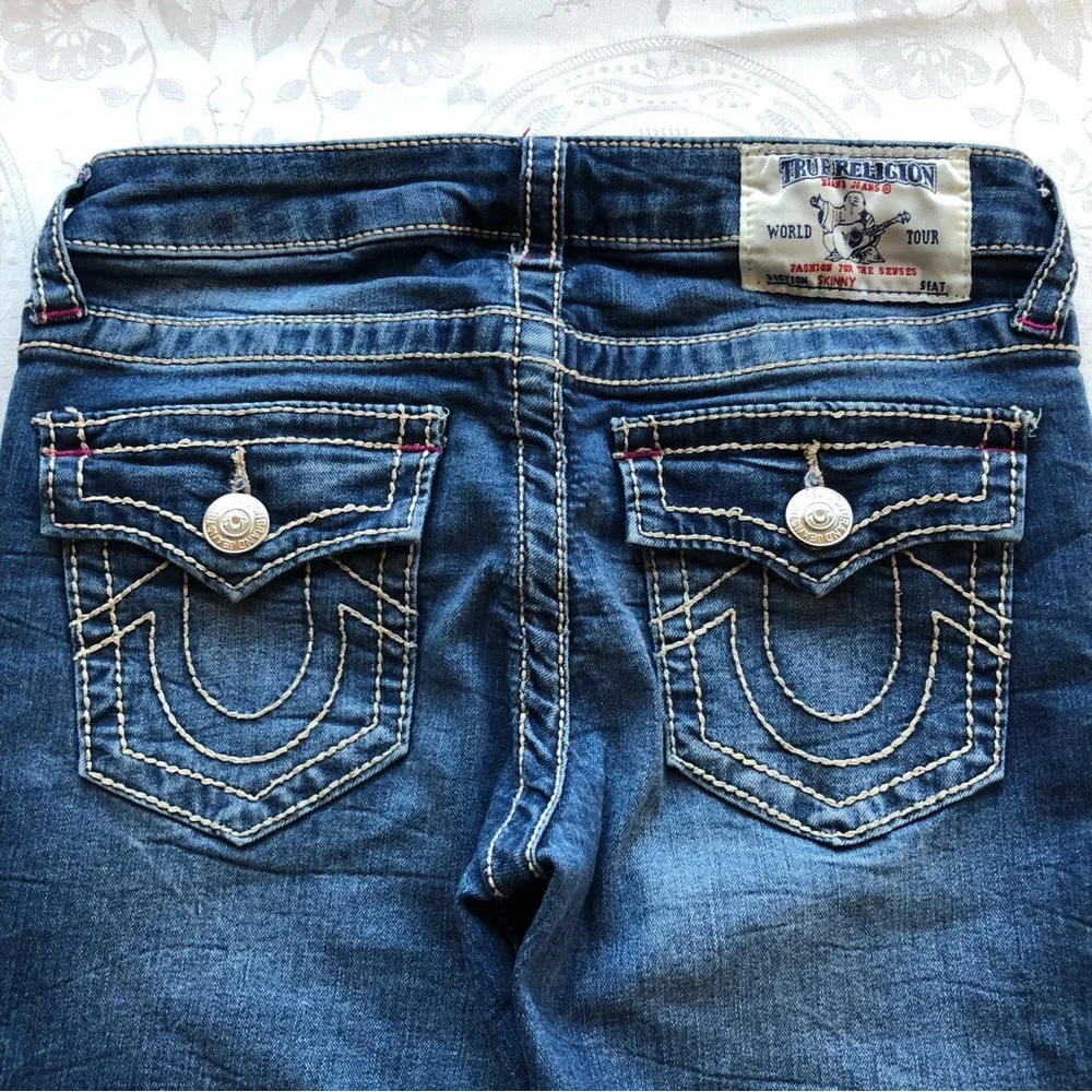 True Religion Girls Size 10 Blue Jeans Denim Pants Classic-Fit Straight-Leg